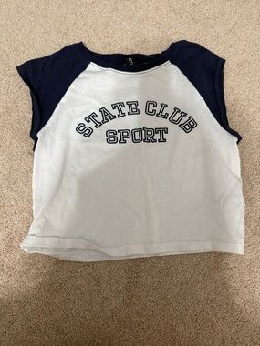 State Club Sport Sleeveless Tee - White & Navy